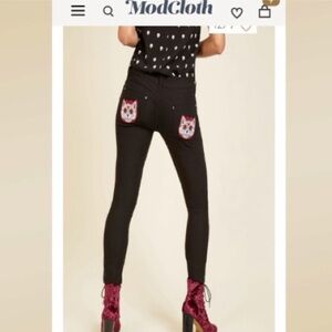 ModCloth Banned Apparel Hand Me Those Pants in Kitty Calaveras size 28